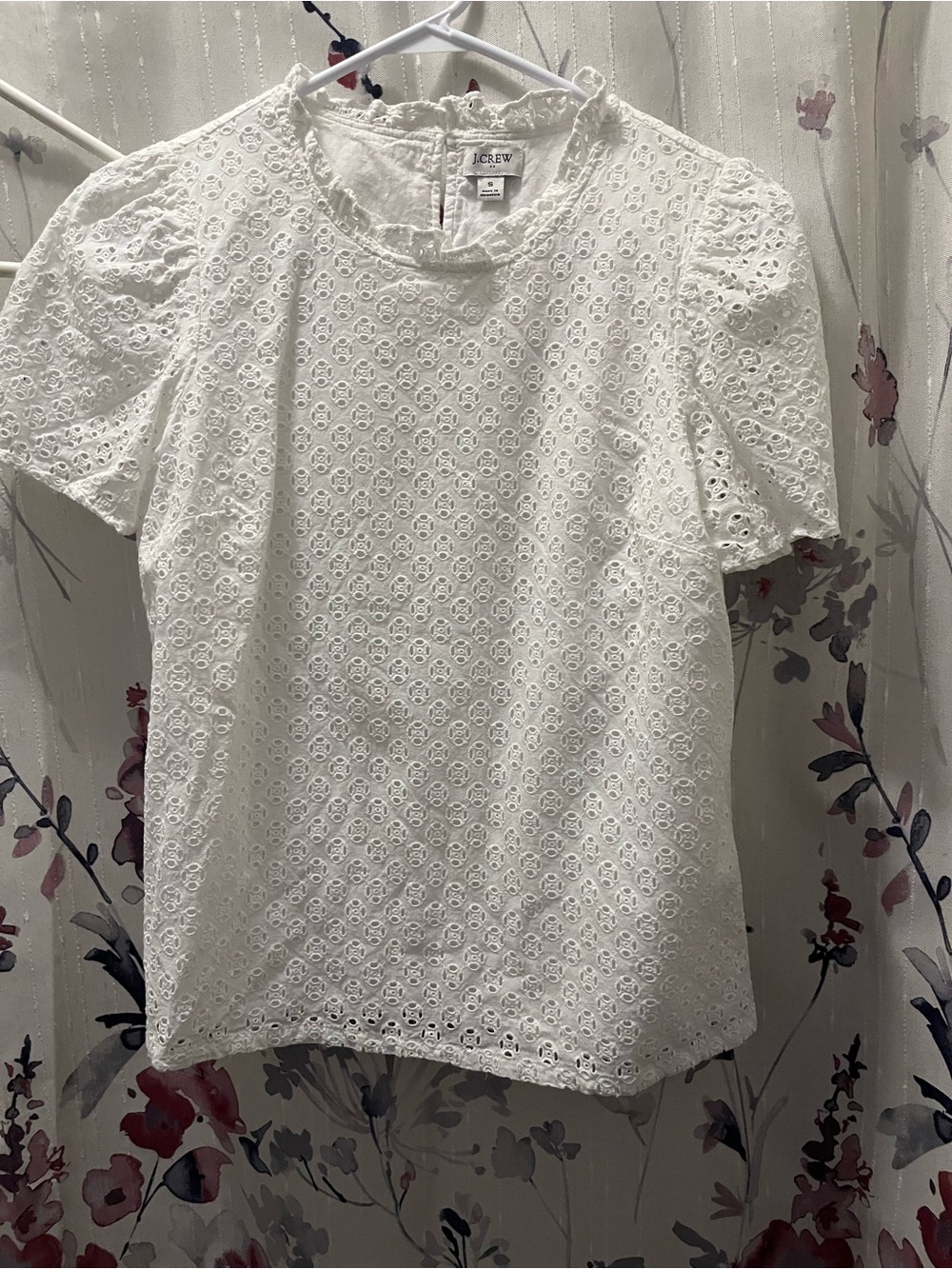 J. Crew White Eyelet Puff-Sleeve Blouse - Picture 3 of 4